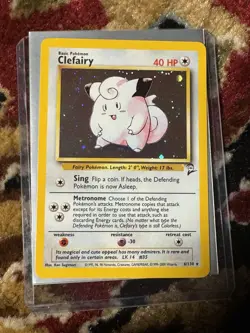 Vintage Pokemon TCG Card Clefairy Base Set 2 6/130 Unlimited Holo Rare WOTC LP - Image 2