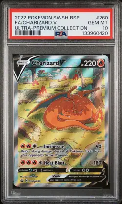 2022 POKEMON SWSH BLACK STAR PROMO #260 FULL ART/CHARIZARD V PSA 10 - Image 1