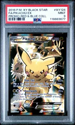 2016 POKEMON XY BLACK STAR PROMO RED & BLUE COLL-TAG FULL ART/PIKACHU EX PSA 9 - Image 1