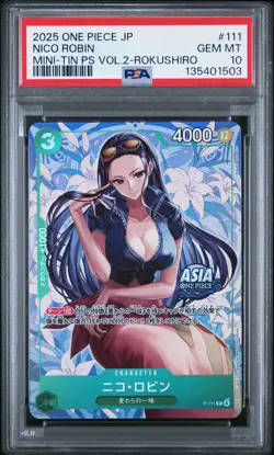 2025 ONE PIECE JPN MINI-TIN PACK SET VOL.2 KOUSHI ROKUSHIRO NICO ROBIN PSA 10 - Image 1