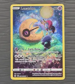 Lunatone GG11/GG70 Crown Zenith Galarian Gallery Holo Full Art Pokemon Card NM - Image 1
