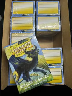 Dragon Shield Standard Dual Matte Yellow & Silver Case Display - 10ct - Image 1