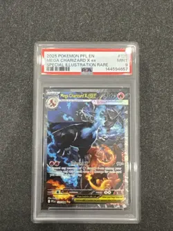 2025 POKEMON PFL EN-PHANTASMAL FLAMES MEGA CHARIZARD X EX #125 PSA 9 - Image 1