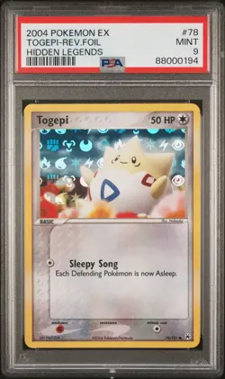 2004 Pokemon EX Hidden Legends Togepi Reverse Holo 78/101 PSA 9 - Image 1