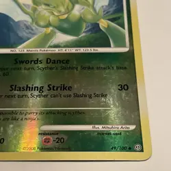 Pokemon SCYTHER 49/100 Stormfront - Rev Holo - Played - Image 3