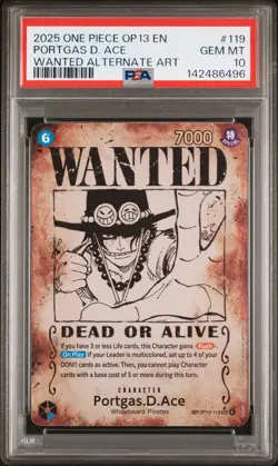 2025 One Piece Carrying On His Will Portgas D. Ace Wanted Alternate Art PSA 10 - Image 1