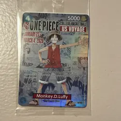 Bandai One Piece Monkey D. Luffy US Voyage College Basketball Card - Image 1