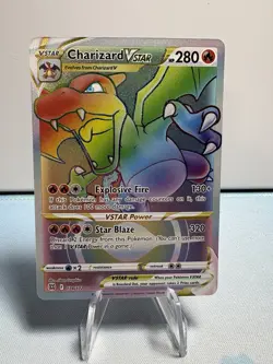 Pokemon TCG Charizard VSTAR Rainbow Secret Rare Card Brilliant Stars 174/172 NM - Image 1