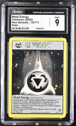CGC 9 MINT Metal Energy 2000 Neo Genesis 19/111 Holo SWIRL Pokemon Card - Image 1