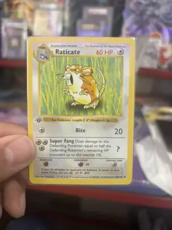 Pokemon Card Base Set 1st Edition Shadowless Raticate 40/102 NM - Image 1