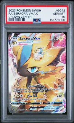 2023 POKEMON SWORD & SHIELD CROWN ZENITH #GG42 FULL ART/ZERAORA VMAX PSA 10 - Image 1