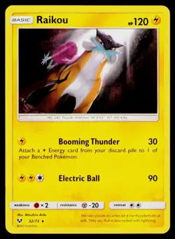 Raikou Holo #32/73 Rare Pokemon Shining Legends LP - Image 1