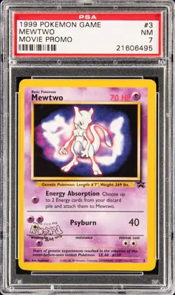 1999 POKEMON GAME MOVIE PROMO #3 MEWTWO PSA 7 - Image 1