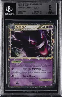 2010 POKEMON HGSS TRIUMPHANT GENGAR PRIME HOLO ULTRA RARE #94 BGS 9 - Image 1