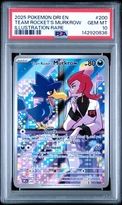 2025 POKEMON DRI EN-DESTINED RIVALS #200 TEAM ROCKET'S MURKROW PSA 10 - Image 1