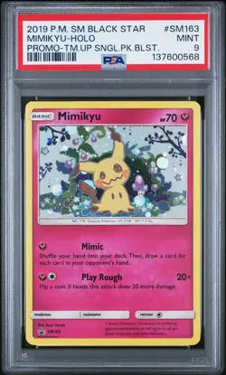 2019 POKEMON SM BLACK STAR PROMO TEAM UP SINGLE PACK BLISTERS MIMIKYU-HOLO PSA 9 - Image 1