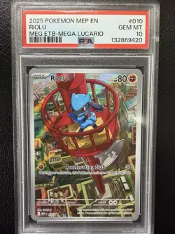 2025 POKEMON MEP EN-ME BLACK STAR PROMO #010 RIOLU PSA 10 - Image 3