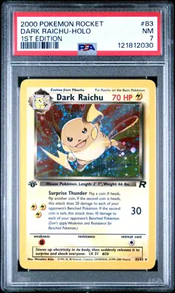 Pokemon Dark Raichu Holo Secret Rare 1st Edition PSA 7 Team Rocket 83/82 - Image 1