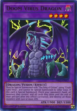 Yugioh! Doom Virus Dragon - DRL3-EN057 - Ultra Rare - 1st Edition Near Mint, Eng - Image 1