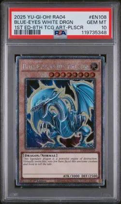 2025 YU-GI-OH! RA04-QUARTER CENTURY STAMPEDE BLUE-EYES WHITE DRAGON PSA 10 - Image 1