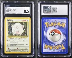 Pokemon TCG Chansey Base Set Holo Unlimited Rare Card 3/102 CGC 8.5 - Image 1