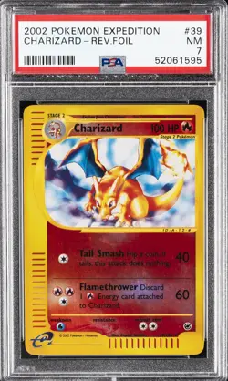 2002 POKEMON EXPEDITION #39 CHARIZARD-REVERSE FOIL PSA 7 - Image 1