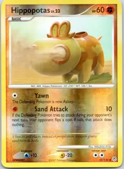 Hippopotas #51/130 Reverse Holo Diamond and Pearl Pokemon LP/MP - Image 1