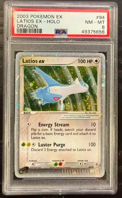 2003 POKEMON EX DRAGON #94 LATIOS EX-HOLO PSA 8 - Image 1