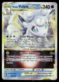 Pokemon Tcg Alolan Vulpix VSTAR 034/195 Sword & Shield - Silver Tempest Holo NM - Image 1