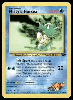 Pokemon Tcg Misty's Horsea #87 Pokemon Gym Challenge NM - Image 1