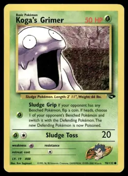Pokemon Tcg Koga's Grimer #78 Pokemon Gym Challenge NM - Image 1