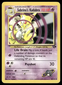 Pokemon Tcg Sabrina's Kadabra #58 Pokemon Gym Challenge NM - Image 1
