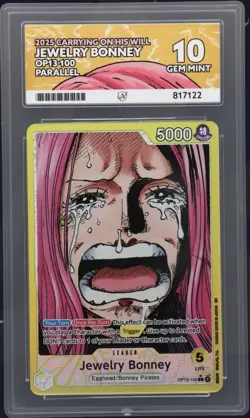 One Piece CCG TCG Jewelry Bonney- Alt Art Leader - OP13-100 - Ace Grade 10 - Image 1