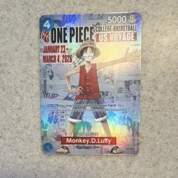 Bandai One Piece CCG Monkey.D.Luffy US Voyage Promo Full Art Holo 5000 - Image 1