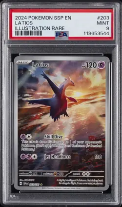 2024 POKEMON SSP EN-SURGING SPARKS ILLUSTRATION RARE #203 LATIOS PSA 9 - Image 1