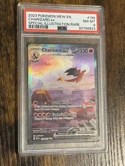 2023 POKEMON MEW EN-151 SPECIAL ILLUSTRATION RARE #199 CHARIZARD EX PSA 8 - Image 1