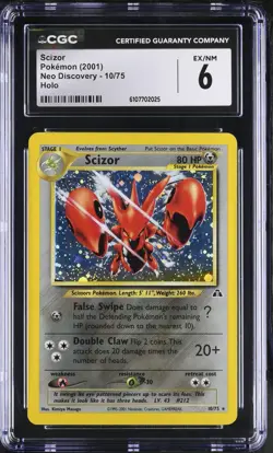 Pokemon CGC 6 Scizor Holo - Neo Discovery Unlimited 10/75 - Image 1