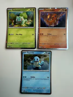 Pokemon 151 Promo Bulbasaur Charmander Squirtle SVP 046 047 048 Kanto Cosmo Holo - Image 1