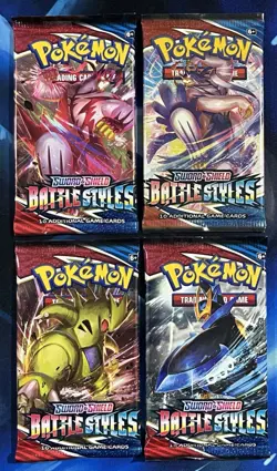 Pokemon 2021 Sword & Shield Battle Styles Booster Pack Lot X4 Artset SwSh Nm M - Image 1