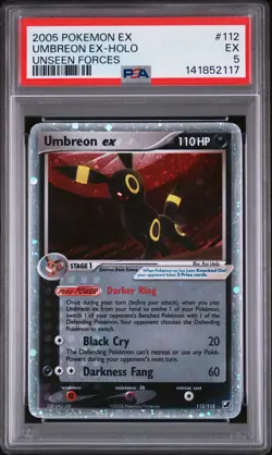 2005 POKEMON EX UNSEEN FORCES #112 UMBREON EX-HOLO PSA 5 - Image 1