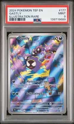 2024 POKEMON TEF EN-TEMPORAL FORCES ILLUSTRATION RARE #177 GASTLY PSA 9 - Image 1
