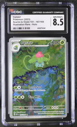 CGC 8.5 Ivysaur 167/165 Illustration Rare Scarlet Violet 151 Pokemon 2023 - Image 1