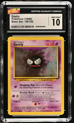 CGC 10 Gastly 50/102 Unlimited Base Set Pokemon 1999 - Image 1