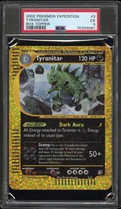 PSA 5 2002 POKEMON EXPEDITION BOX TOPPER #3 TYRANITAR PROMO JUMBO - Image 1