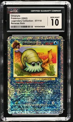 Pokemon CGC 10 Omanyte Reverse Holo #57/110 Legendary Collection - Image 1