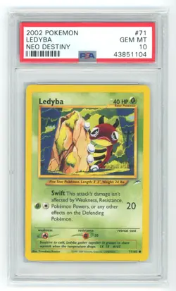 PSA 10 Ledyba 71/105 Neo Destiny Pokemon 2002 - Image 1