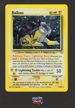 Pokemon TCG Raikou Neo Revelation Holo Rare Card 13/64 Ken Sugimori Vintage NM - Image 1
