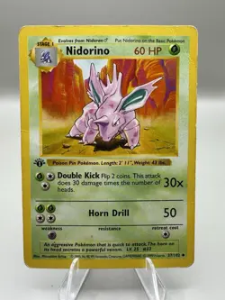 Pokemon Card - Nidorino Base Set (Shadowless) 37/102 Uncommon 1st Edition - Image 1