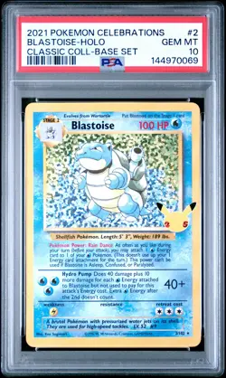 2021 POKEMON CELEBRATIONS CLASSIC COLL #2 BLASTOISE-HOLO PSA 10 - Image 1