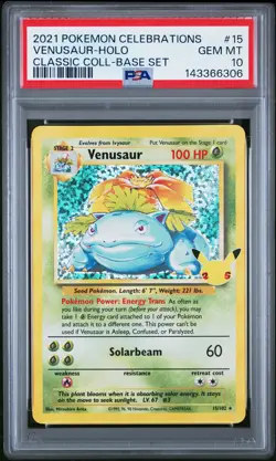 2021 POKEMON CELEBRATIONS CLASSIC COLL #15 VENUSAUR-HOLO PSA 10 - Image 1